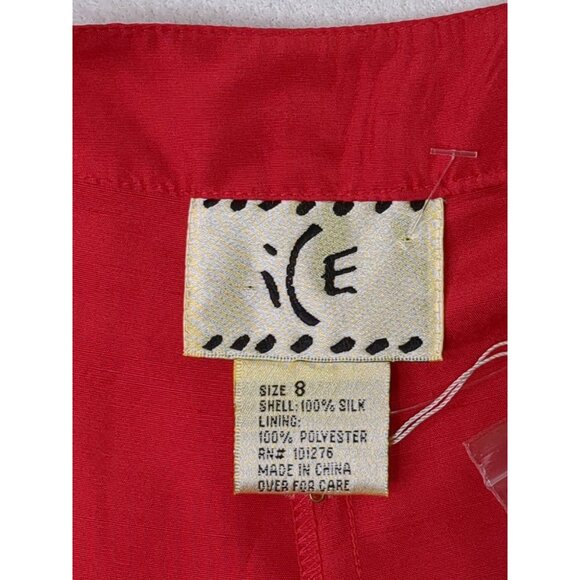 Ice Silk Pants Womens 8 Red Sequin Detail Party Event Occasion Flat Front - Picture 5 of 9